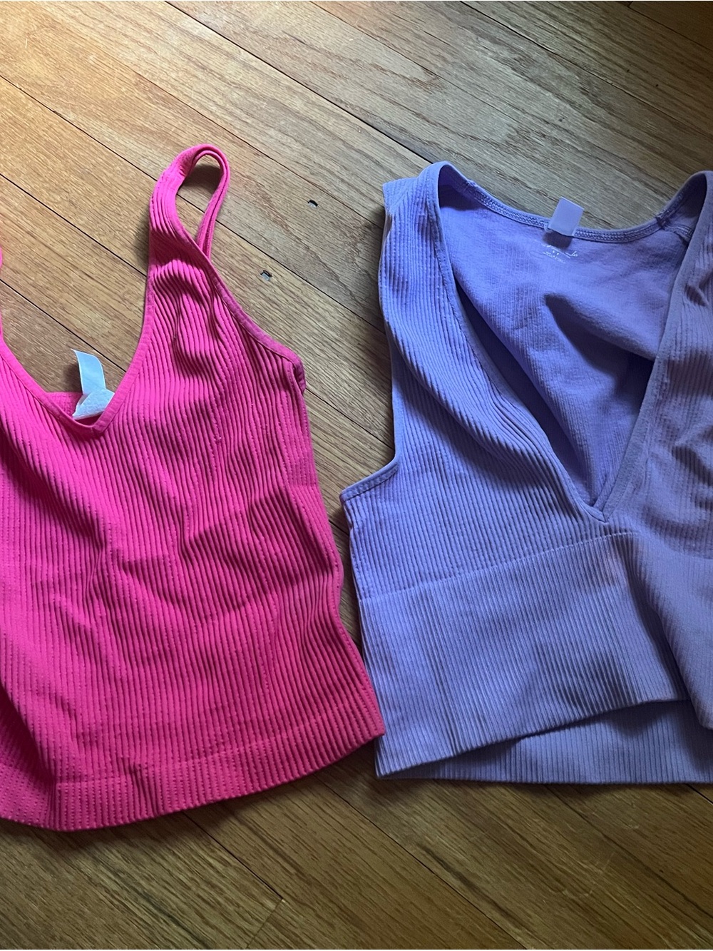 Urban Outfitters Ribbed Tank Tops in Hot Pink and Lavender (2)